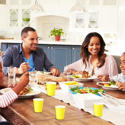 Disposable Paper Cups,60pcs Yellow Paper Cups For DIY Wedding Party Picnic BBQ Travel and Event 8OZ (Yellow)