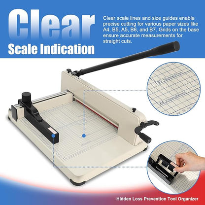 12 in Heavy-Duty Guillotine Paper Cutter, Paper Trimmer, Industrial-Grade Steel Blade, Dual Safety Lock Protective Cover, Cuts Cardstock, Posters Bulk Paper for Office, School Crafting”