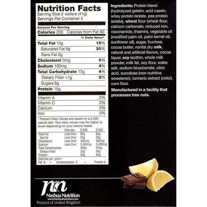 Proti-Thin High Protein Lemon Wafer Squares, 15g Protein, Low Calorie, Low Carb, Low Sugar, Aspartame Free, Diet Wafer Bars, Healthy Snack, 2 Wafers per Serving, 5 Count Box (6 Boxes - Save 10%)