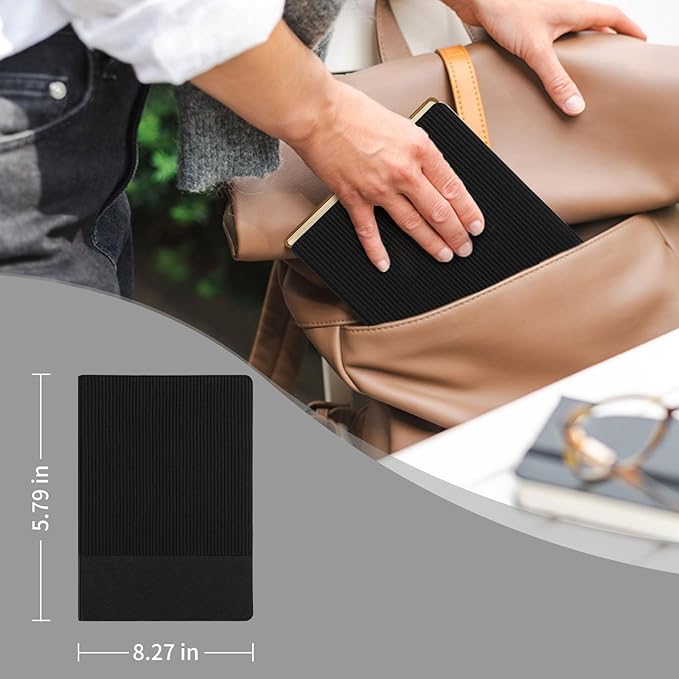 Lined Journal Notebook for Work College Ruled Note Book 5.79"x8.27" A5 PU Leather Daily Journaling 216 Pages for Women Men Writing Home School Supplies Business (BlackRed)