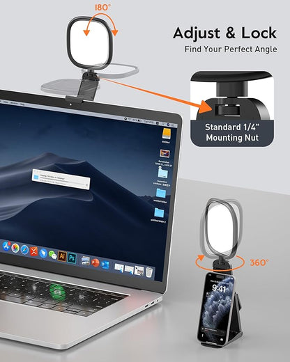 Ring Light for Desk, Laptop, Monitor & Phone – Soft Eye-Caring Webcam Light with 84 LEDs, 50 Modes, CRI 97.8+ for Zoom, Streaming, Video Calls, Remote Work – USB-Powered Selfie Light
