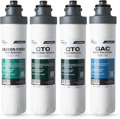 iSpring F4DS-MAX Full Filter Replacement Set for DS4B-MAX & DS4S-MAX Bottleless Water Dispensers, Includes 1x FCPFDS, 1x FCNCDS, 1x FCPBDS and 1x FTDS, Up to 12 Months Based on Usage & Water Quality