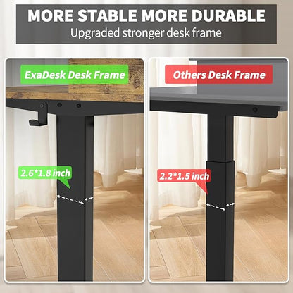 55 x 30 Inch Standing Desk with 2 Drawers, Adjustable Height Widened Stand Up Desk with Storage, Sit to Stand Ergonomic Workstation for Home Office, Rustic Brown