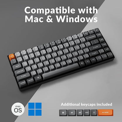 Keychron K2 Max QMK/VIA 2.4 GHz & Bluetooth Wireless Custom Mechanical Keyboard for Mac/Windows/Linux, 75% Layout Keyboard White Backlight Banana Switch - Black