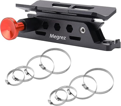MEGREZ Adjustable Fire Extinguisher Mount Holder, Aluminum Quick Release Fire Extinguisher Holder with 8 Clamps, Compatible with Jeep Wrangler UTV Polaris RZR, Black