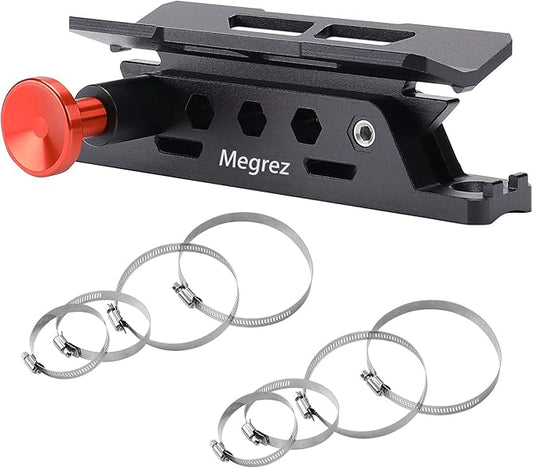 MEGREZ Adjustable Fire Extinguisher Mount Holder, Aluminum Quick Release Fire Extinguisher Holder with 8 Clamps, Compatible with Jeep Wrangler UTV Polaris RZR, Black