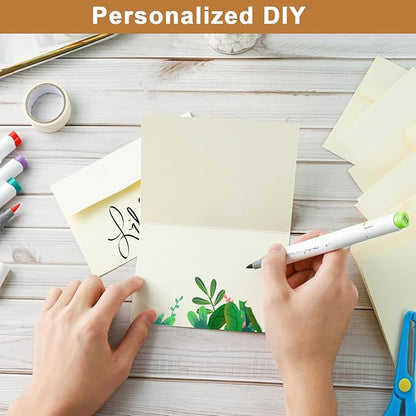 Cream Blank Note Cards and Envelopes 4.25 x 5.5 Heavyweight Folded Ivory Card stock and A2 Envelopes Printable Self Seal 20 Packs for DIY Invitations, Thank You Cards, School, Valentines
