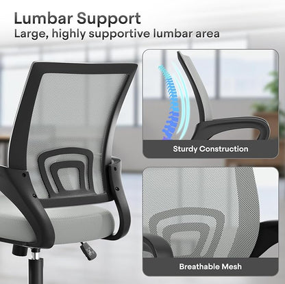 Athena Collection Office Chair - 330Lbs, 2 Packs Breathable Mesh Desk Chair Thickness Cushion with Lumbar Support & Armrest, Rolling Swivel Adjustable Tilt Lock for Home Office/Gaming, Bedroom Study