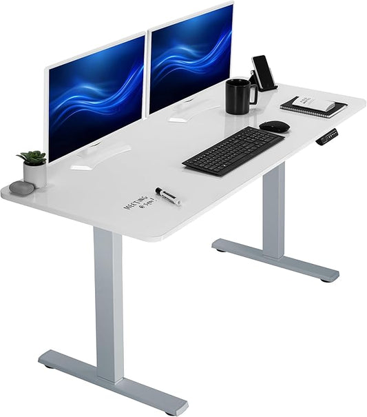 VIVO Electric Dry Erase 60 x 24 in Standing Desk, Memory Height Adjustment, 1B Series, Whiteboard Top Gray Frame, DESK-KIT-1G6WE