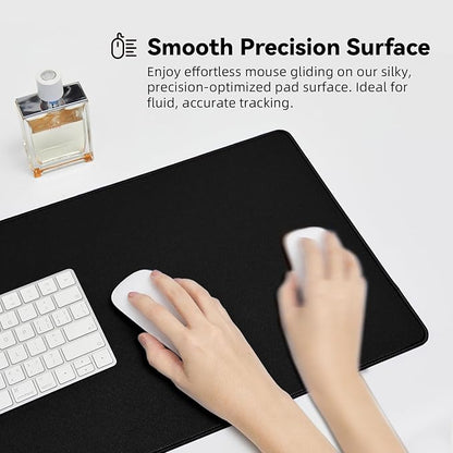 Large Gaming Mouse Pad with Durable Stitched Edges, Non-Slip Rubber Base, Black Mousepad Mouse Mat Desk Pad for Home Office Gaming, 35.4''x15.7''x0.12'', Black