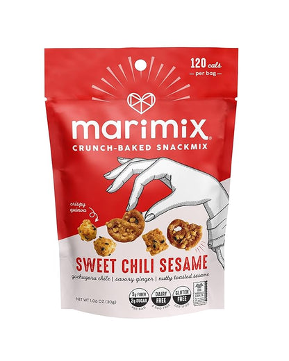 Marimix Snack Mix | Sweet Chili Sesame | Crunch Baked Sweet & Salty Savory Plant Based Naturally Gluten Free Whole Grain Fiber Charcuterie Pretzel Trail Party Mix | No Artificial Ingredients