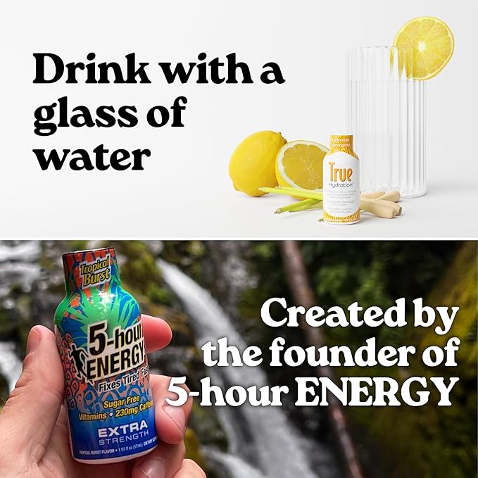 True Hydration Shots Lemonade Lemongrass Flavor – 12 Pack of 1.93 fl oz Shots – Electrolytes – Amino Acids – Zero Sugar – Zero Sodium – Vegan – Gluten-Free Hydration