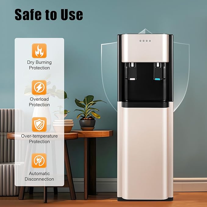 Bottom Loading Water Dispenser with Hot & Cold Functions, 20L/5.28Gal Capacity, 304 Stainless Steel Tank, 450W Fast Heating for Home & Office Use, Dark Gray