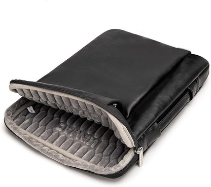 Kinmac 360 Degree Protective Laptop Sleeve Case Bag with Handle for MacBook Air 15 inch and 15 inch-15.6 inch HP Lenovo Dell ASUS Acer Notebook Computer (Black PU)