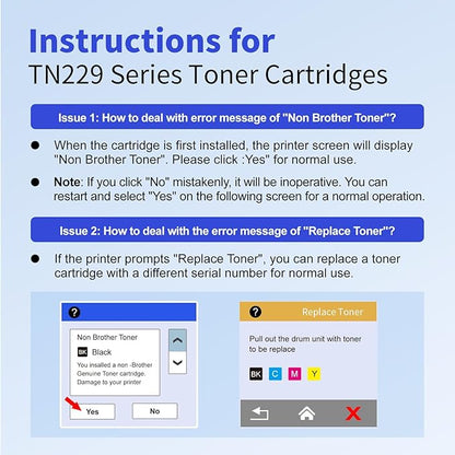 myCartridge Compatible Toner Cartridge Replacement for Brother TN229XL TN-229XL TN229 Toner Use for HL-L3280CDW MFC-L3780CDW MFC-L3720CDW HL-L3220CDW Printer,TN-229XLBK/C/M/Y with Chip 4-Pack