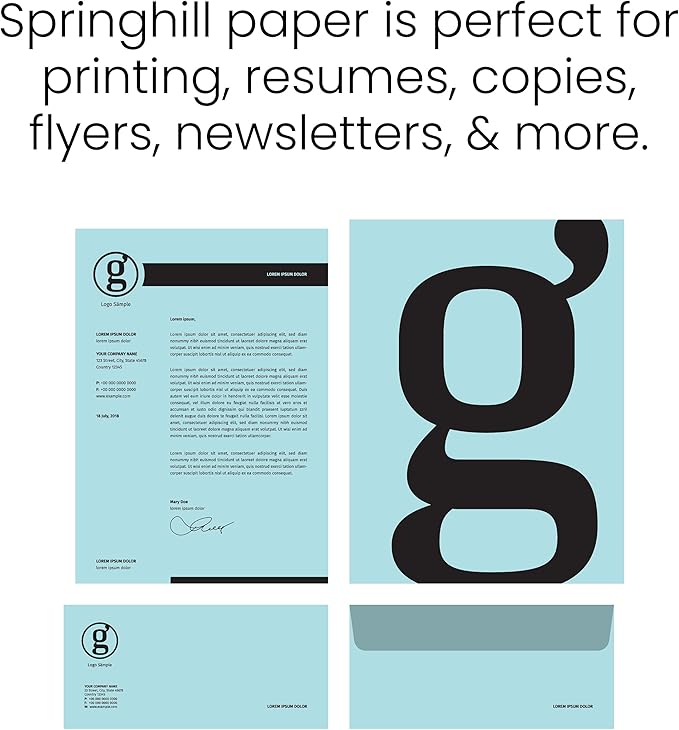 Springhill 11” x 17” Blue Copy Paper, 28lb Bond/70lb Text, 104gsm, 2,000 Sheets (4 Reams) – Colored Printer Paper with Smooth Finish – Versatile and Flexible Computer Paper – 024156C