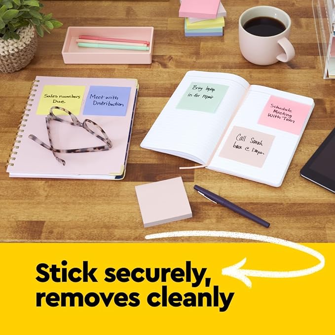 Post-it Notes, 1/3/8 x 1 7/8 in, 24 Sticky Notes Pads, 100 Sheets per Pad, Canary Yellow, The Original Post-it Note, School Supplies and Oﬃce Products