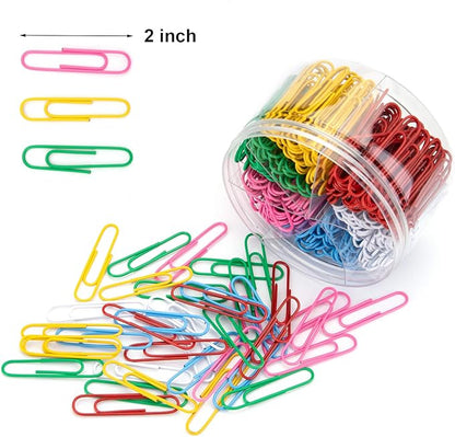 Yarlung 900 Pieces 2 Inch Jumbo Paper Clips, Vinyl Coated Large Paperclips for Office, School Document Organizing, Non-Skid, 6 Colors