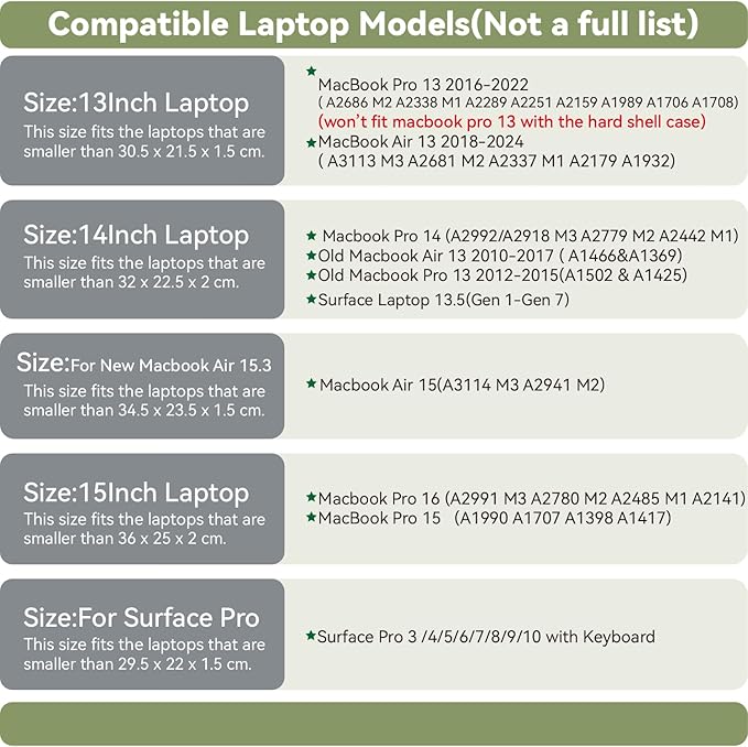 Laptop Sleeve 12.3-13 Inch Compatible with Surface Pro 10, 9, 8, 7, 6, Color White