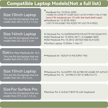 Laptop Sleeve 12.3-13 Inch Compatible with Surface Pro 10, 9, 8, 7, 6, Color White