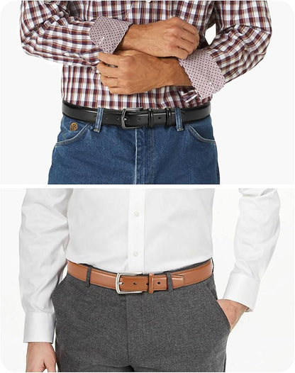 CHAOREN Leather Dress Belt Men 2 Pack - 1 3/8" Mens Belts for Work Business Casual Jeans