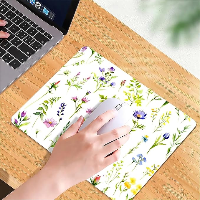 Square Mouse Pad Beautiful Flowers Plants 4, Personalized Premium-Textured Custom Mouse Mat Design, Washable Mousepad Cloth, Non-Slip Rubber Base Computer Mouse Pads for Wireless Mouse