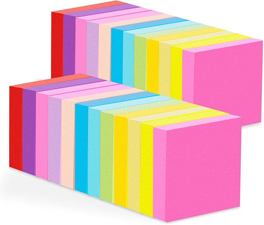 12 Pads Mini Sticky Notes 2 x 2In,12 Bright Colorful Sticky Note Pads 50 x 50mm,1200 Sheets Small Posted Notes,100 Sheets/Pad Super Sticking Power Memo Pads Bulk for School,Offices & Home Use