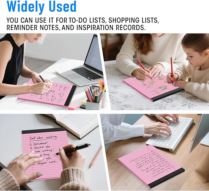 3pcs Legal Pads 8.5 x 11, Notepads 8.5 x 11 Inch, Pink Note Pads Clear Print Writing Pads of Paper, Memo Pads , Perforate Legal Notepads Paper , Wide Ruled Lined with Sturdy Back,30 Sheets/Pack