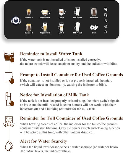 Fully Automatic Coffee Maker with Built-in 3-Level Grinder Expresso/ Cappuccino/Latte/Americano Coffee Machines with Self-Cleaning Function 12 Cup Coffee Machine for Home/Office (Coffee Maker-Green)