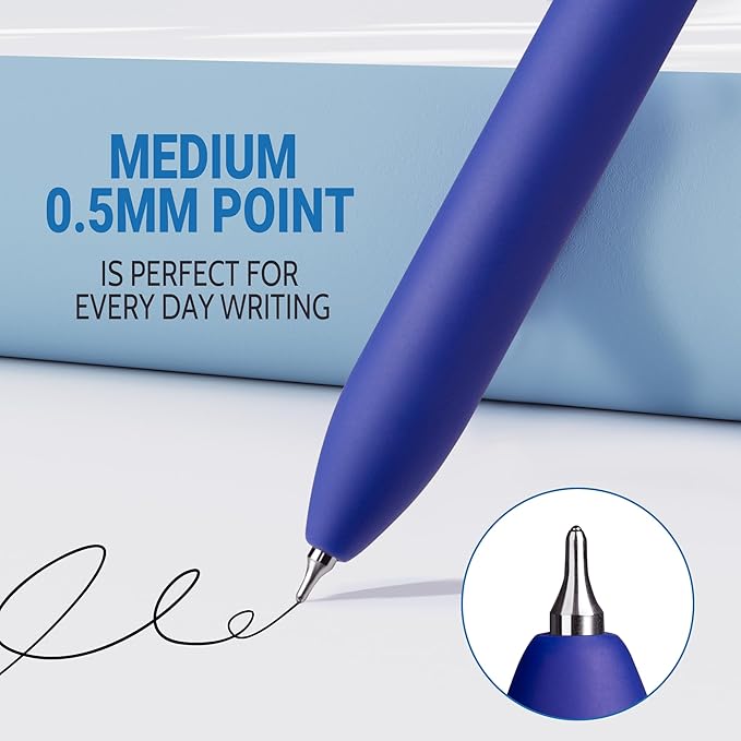 8Pcs Gel Pens - 0.5mm Black Ink Pens Fine Point Smooth Writing, Quick Drying Retractable Pen for Journaling, Cute School & Office Supplies
