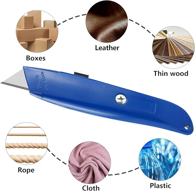 DIYSELF Utility Knife, 20 Pack Heavy Duty Box Cutter Retractable, Box Cutter Knife, Box Opener, Cardboard Cutter, Utility Knives for Garage, Home and Office, Box Cutters for Daily Use (Blue)