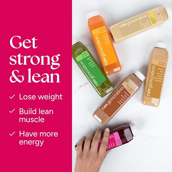 Raw Generation Protein Cleanse – 5-Day Juice & Smoothie Cleanse for Weight Loss, Lean Muscle, Reduced Bloating & Increased Energy – 30 Bottles to Support Workouts and Reset Your Diet
