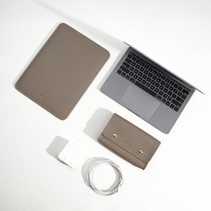 PU Leather Padded Laptop Sleeve Bag 13Inch Compatible with New MacBook Air 13 A3113 M3, 2024 MacBook Pro 13 M2 A2686 with Charger Pouch Color Camel
