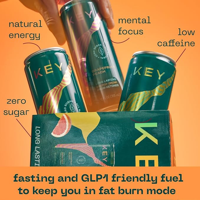KEY Ketone Energy Drink - Sugar Free and All Natural from Ketones for Long Lasting Energy and optimal Green Tea Caffeine and L-Theanine for Mental Focus to Perform, Variety Pack (Pack of 6)