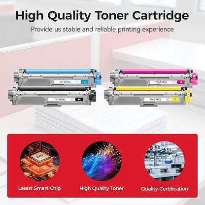 TN229XL Toner Cartridge Set 4-Pack Replacement for Brother TN-229XL TN229 XL MFC-L3720CDW MFC-L3780CDW HL-L3220CDW HL-L3280CDW HL-L3300CDW HL-L3295CDW L8245CDW MFC-L8395CDW L3765CDW Printer Ink Black
