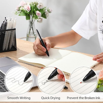 200 Pcs Gel Pens Bulk 0.5mm Black Gel Pen Retractable Fine Point Pens Quick Drying Smooth Writing with Comfortable Grip for School Office Journaling Note Taking and Homework (Black White)