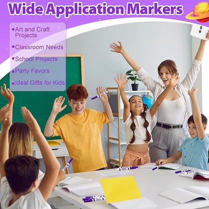 Janlaugh 24 Pcs Washable Markers Bulk Broad Line Markers Coloring Conical Tip Large pens for Kids art projects, Teachers, Students, Toddlers, Party Favors, Classrooms, Donations(Purple)