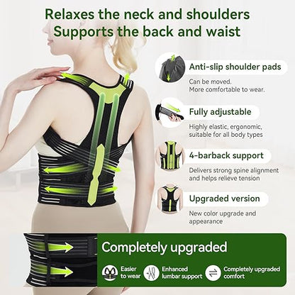 Posture Corrector for Women and Men, Invisible Full Back Support Brace with Enhanced Breathable Mesh, Shoulder Straightener for Back & Neck Pain Relief, Scoliosis & Posture Improvement, Medium