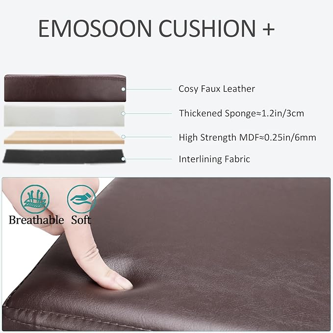 Tall Ottoman with Storage, Faux Leather Collapsible Slim Folding Ottoman Furniture with Handles Lid for Room Footrest Foot Stool, Brown 16.5x16.5x11.8in