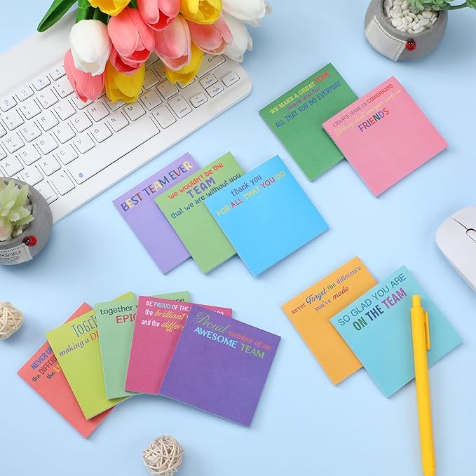 Yinder 24 Pcs Inspirational Sticky Notes Christmas Stocking Stuffers Motivational Sticky Notes Pad Employee Appreciation Gift Bulk for Teacher Nurse Coworker Office 3 x 3'' (Thank You,Bright)