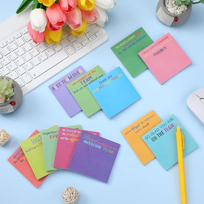 Yinder 24 Pcs Inspirational Sticky Notes Christmas Stocking Stuffers Motivational Sticky Notes Pad Employee Appreciation Gift Bulk for Teacher Nurse Coworker Office 3 x 3'' (Thank You,Bright)