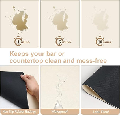 ZLR Coffee Mat - 16" x 24" Extra Large Kitchen Hide Stain Absorbent Dish Drying Mat for Countertop - Easy to Clean Coffee Bar Mat for Espresso Machine and Spill Protection - Creamy