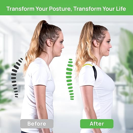 PRIMEKINETIX PostureMedic Dynamic Posture Corrector - Active Resistance Training System for Upper Back Strengthening & Shoulder Alignment - Stretches Chest, Strengthens Back - Size L (Yellow)