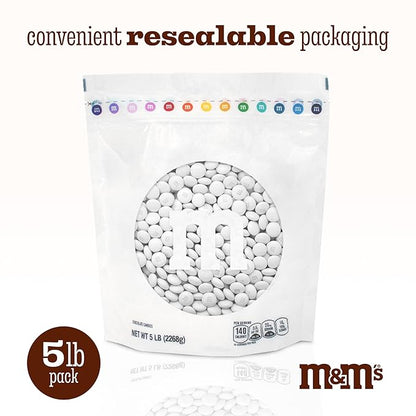 M&M’S WORLD White Milk Chocolate Candy, 5 lbs Resealable Pack, Bulk Candy for Party Favors, Weddings, Birthdays, Easter & Graduations