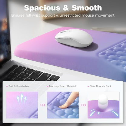 Ospelelf Mouse Pad with Wrist Rest Ergonomic Comfortable Pain Relief Mousepad Wrist Support for Computer Purple
