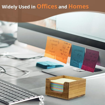 Sticky Note Holder, Acacia Wood Post It Note Dispenser for Office Desk Accessories, Self Stick Note Pad Holder, Memo Pad Holder Dispenser Organizer for School Office Desk Supplies