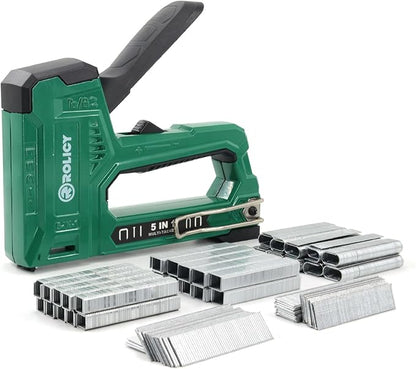 5-in-1 Heavy Duty Aluminum Staple Gun Kit, Manual Brad Nailer with 3000 Staples and 2000 Brad Nails, Staple Remover, Perfect for Upholstery, Crafts, Decoration, Furniture, Wood & Home DIY Use