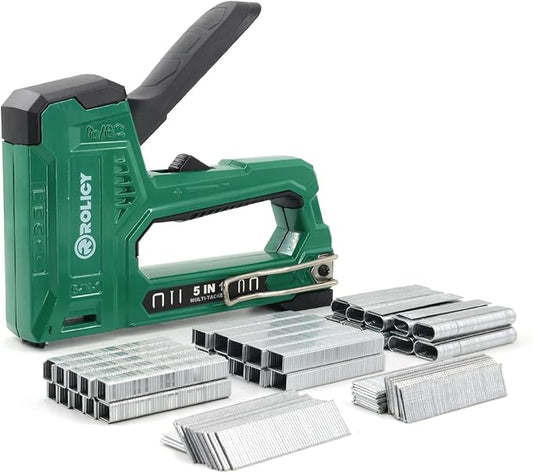 5-in-1 Heavy Duty Aluminum Staple Gun Kit, Manual Brad Nailer with 3000 Staples and 2000 Brad Nails, Staple Remover, Perfect for Upholstery, Crafts, Decoration, Furniture, Wood & Home DIY Use