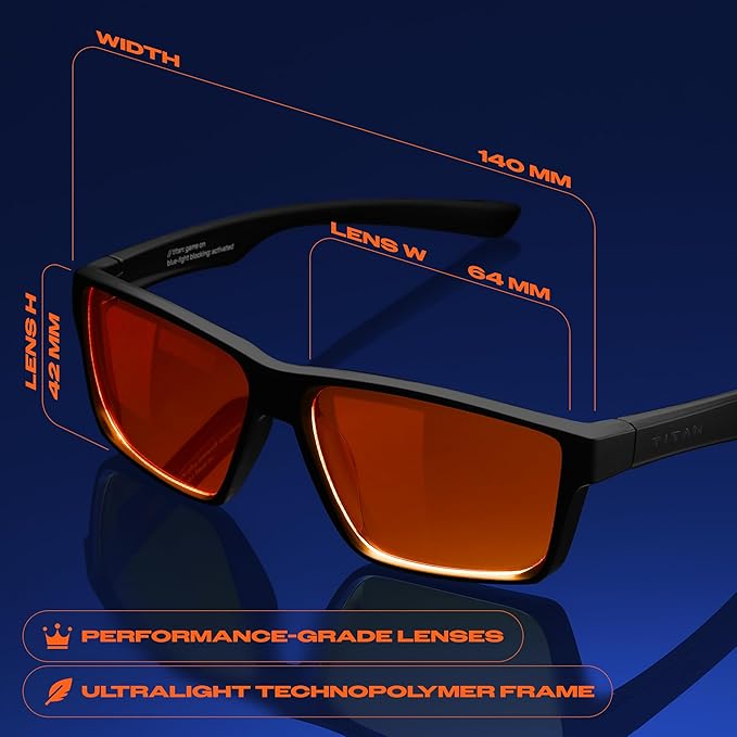 Titan Gaming Glasses, Anti Blue Light Glasses Men, UV400 Protection Blue Light Blocking Glasses for Computer Eye Strain