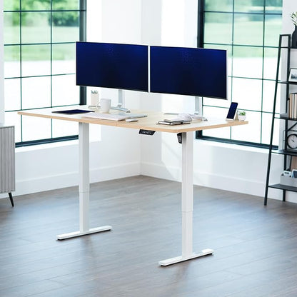 VIVO Electric 71 x 36 in Standing Desk, Memory Height Adjustment, 1B Series, Light Wood Top White Frame, DESK-KIT-1W7C-36
